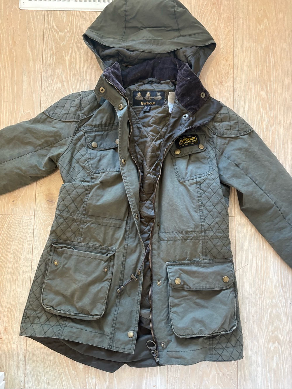 Barbour Olive Quilted Jacket with Hood